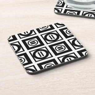 Posavasos Patrón de Rótulo geométrico negro y blanco