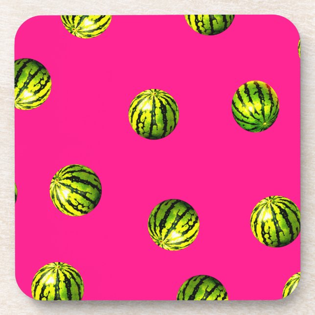 Posavasos patrón de sandía rosa (Frente)