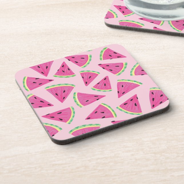 Posavasos Patrón de sandía tropical rosa (Lado Izquierdo)