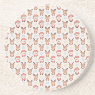 Posavasos Patrón de Santa y Reno Adorable