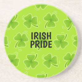 Posavasos Patrón de Shamrock verde del Orgullo Irlandés