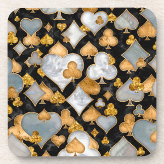 Posavasos Patrón de Símbolos de tarjetas - Negro, Perla y Or