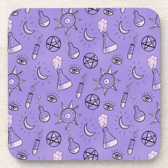 Posavasos Patrón de símbolos ocultas de brujería - místico m (Frente)