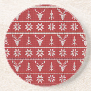 Posavasos Patrón de suéter de Navidades rojos feos