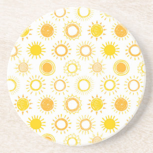 Posavasos Patrón de Suns de Doodle dibujado a mano