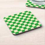 Posavasos Patrón de tablero de cheques retro verde fuera bla<br><div class="desc">Diseño Guay fresco de estampado a cuadros,  decoración moderna de diseño interior para casa,  sala de estar,  sala de guardería,  habitación para niños. Cortinas coloridas a cuadros,  alfombra,  estuche de teléfono. Idea de diseño de tendencia de los años 70 y 60. Verificadores blancos verdes y silenciosos</div>
