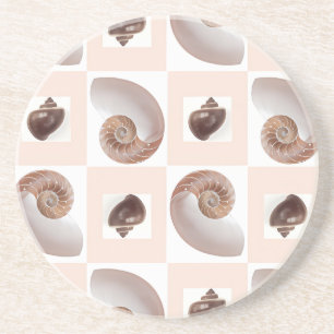 Posavasos Patrón de tablero de conchas de porcelana melocotó