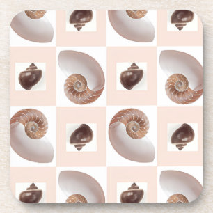 Posavasos Patrón de tablero de conchas de porcelana melocotó