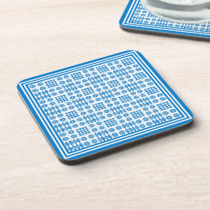 Posavasos Patrón de tapiz de galés azul brillante en el conj