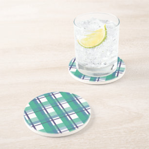 Posavasos Patrón de Tartán Verde y Púrpura