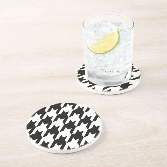 Posavasos Patrón de tejido de casetas blancas retro (Lado)