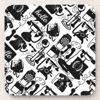 Posavasos Patrón de teléfono negro retro