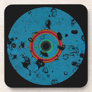 Posavasos Patrón de textura de disco de vinilo azul multicol