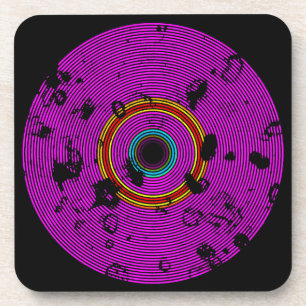 Posavasos Patrón de textura de disco de vinilo multicolor de