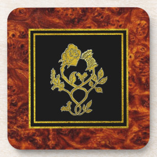 Posavasos Patrón de Thistle Burl de Rosa escocés