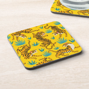 Posavasos Patrón de tigre asiático dorado
