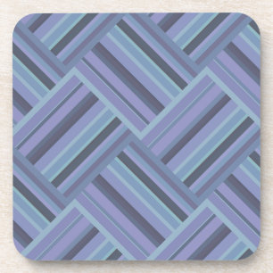 Posavasos Patrón de trama de rayas diagonales azul-gris