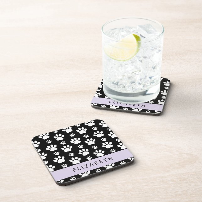 Posavasos Patrón de traza, garras de perro, negro y blanco,  (Lado Derecho)