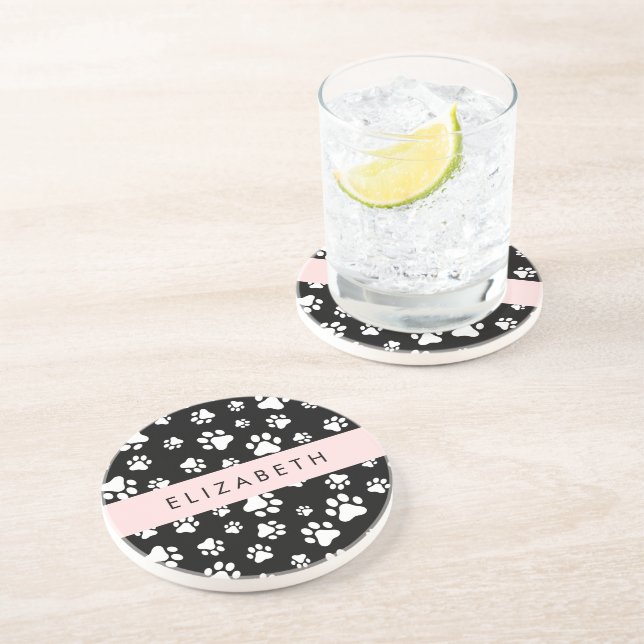 Posavasos Patrón de traza, garras de perro, negro y blanco,  (Lado)