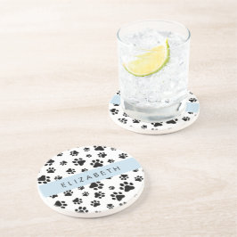 Posavasos Patrón de traza, garras de perro, negro y blanco,