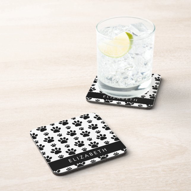 Posavasos Patrón de traza, garras de perro, negro y blanco,  (Lado Derecho)