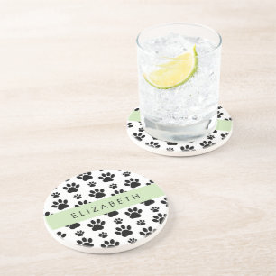 Posavasos Patrón de traza, garras de perro, negro y blanco,