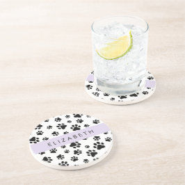 Posavasos Patrón de traza, garras de perro, negro y blanco,