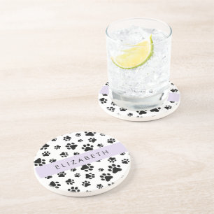 Posavasos Patrón de traza, garras de perro, negro y blanco,