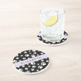 Posavasos Patrón de traza, garras de perro, negro y blanco,