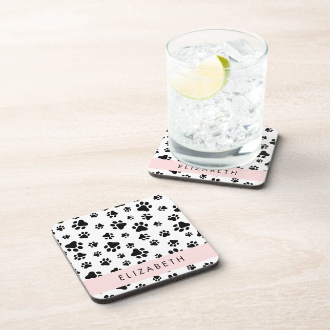 Posavasos Patrón de traza, garras de perro, negro y blanco,  (Lado Derecho)