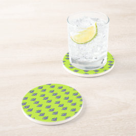 Posavasos Patrón de uvas moradas en verde