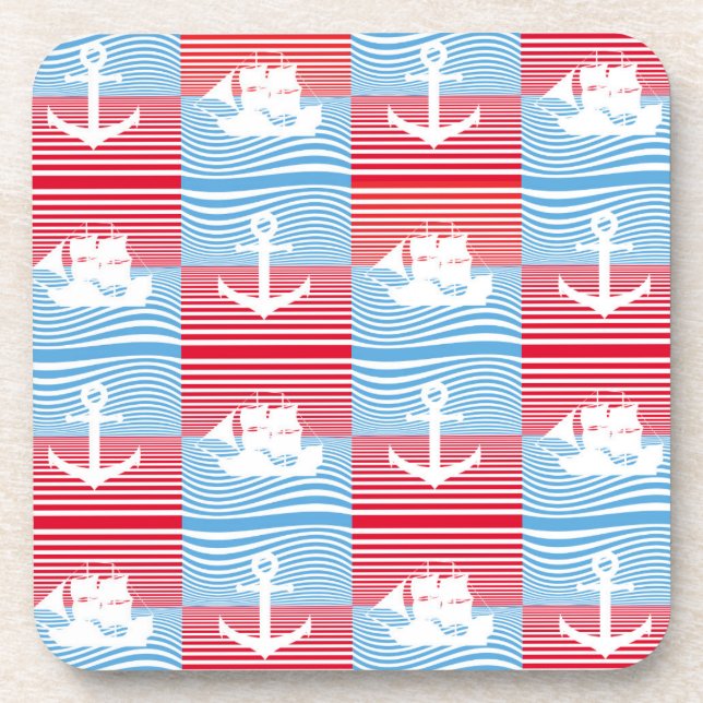 Posavasos Patrón de velero y ancla (Frente)