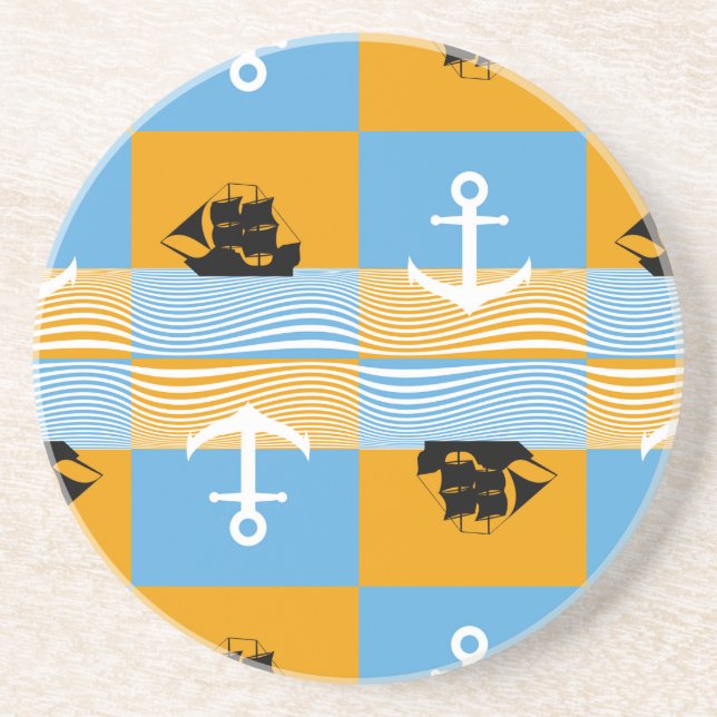 Posavasos Patrón de velero y ancla (Frente)