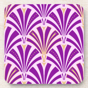 Posavasos Patrón de ventilador Art Deco - púrpura y orquídea