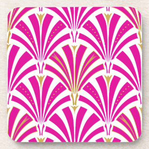 Posavasos Patrón de ventilador Art Decó - rosa fucsia