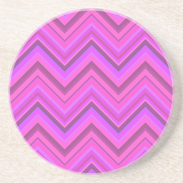 Posavasos Patrón de zigzag de rayas rosas (Frente)