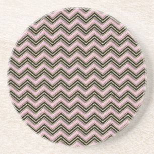 Posavasos Patrón de zigzag negro y rosa