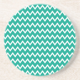 Posavasos Patrón de zigzag verde y blanco