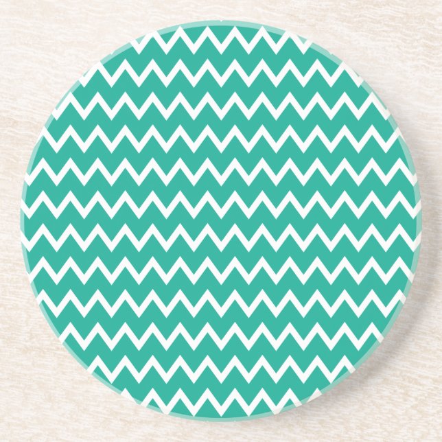 Posavasos Patrón de zigzag verde y blanco (Frente)