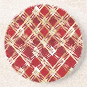 Posavasos Patrón diagonal moderno rojo y blanco trenzado