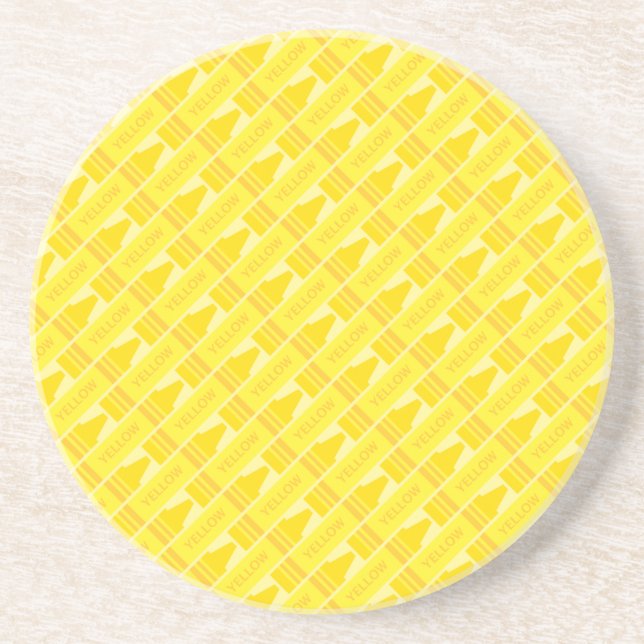 Posavasos Patrón Divertido de Crayón Amarillo (Frente)