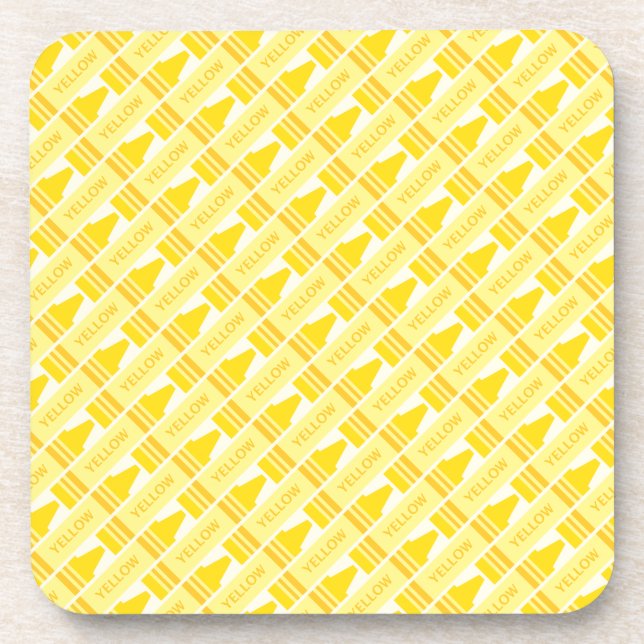 Posavasos Patrón Divertido de Crayón Amarillo (Frente)