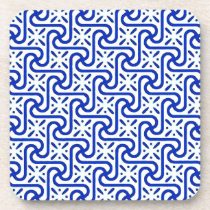 Posavasos Patrón egipcio de tejas, azul blanco y cobalto