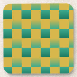 Posavasos Patrón elegante de cuadros en verde y oro