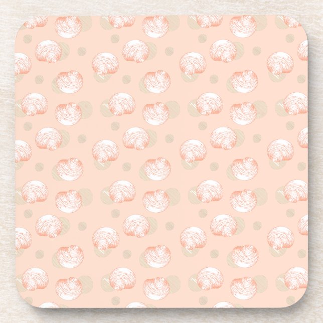 Posavasos Patrón elegante de la concha de mar tirando almoha (Frente)