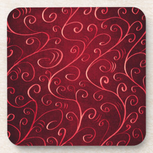 Posavasos Patrón elegante de Swirl Rojo