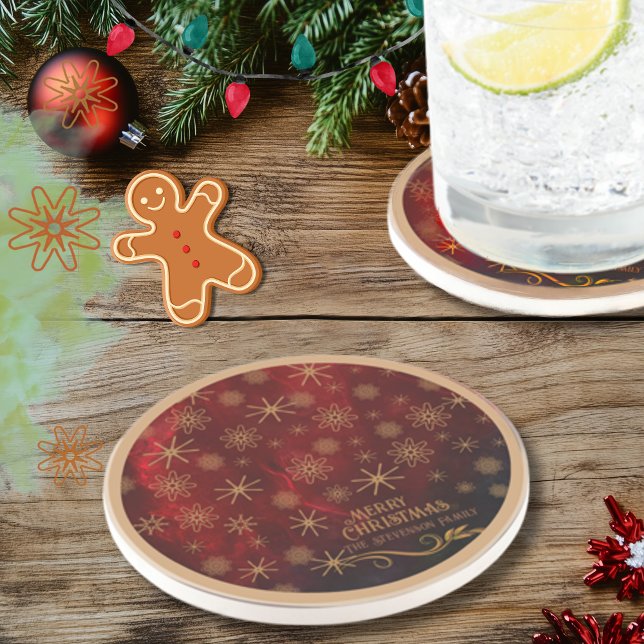 Posavasos Patrón elegante ORO ROJO (Elegant Pattern RED GOLD Coaster)