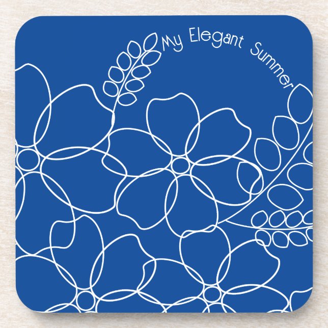 Posavasos Patrón elegante y sencillo de flores de verano (Frente)
