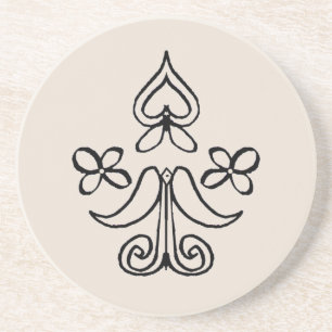 Posavasos Patrón escandinavo Corazón y flores