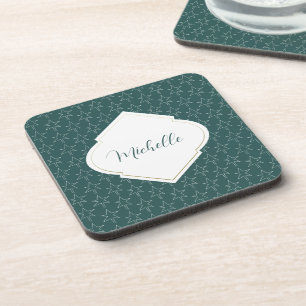 Posavasos Patrón Estrellas navidades Monogramado Verde Pino